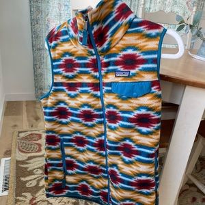 Patagonia Womens Western Aztec Print Synchilla Fleece Full Zip Vest Sz Medium